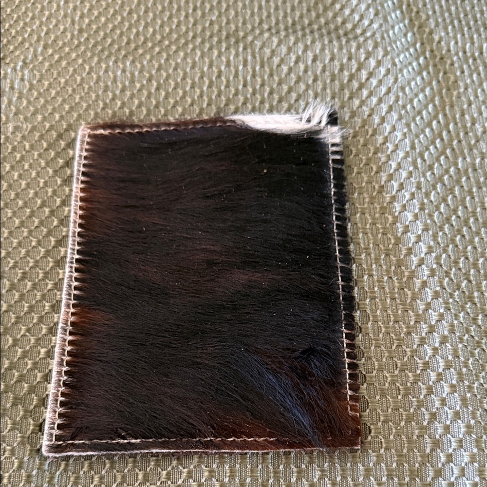 Brown and White Hair-On Leather Card Holder